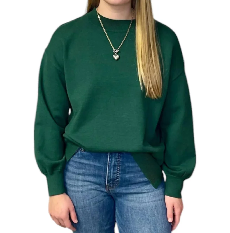 Slouchy Sweater In Emerald Polished Women's Silk