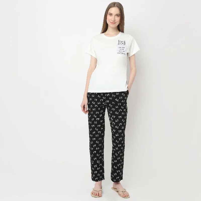 Animal Print Round Neck Short Sleeve Lounge T-Shirt British Gentlewoman Style