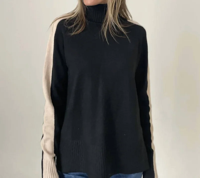 Ali Turtleneck Sweater In Black/camel Scandinavian