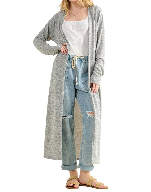 Revolves Around You Duster In Heather Grey Practical Women's Quick - dry
