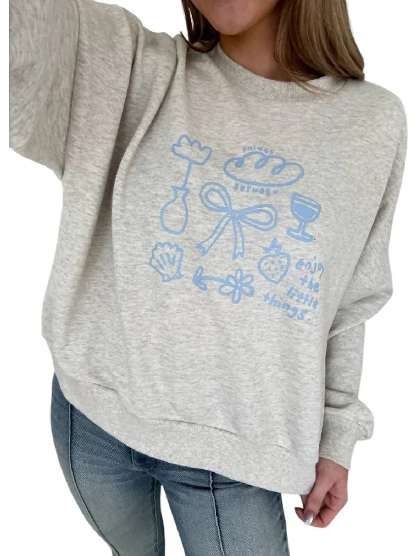 Enjoy The Little Things Sweater In Heather Oat Preppy Women's College
