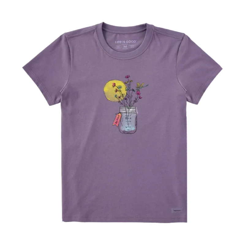Life Is Good Women's Flower Jar Short Sleeve Tee - Dusk Purple Scandinavian