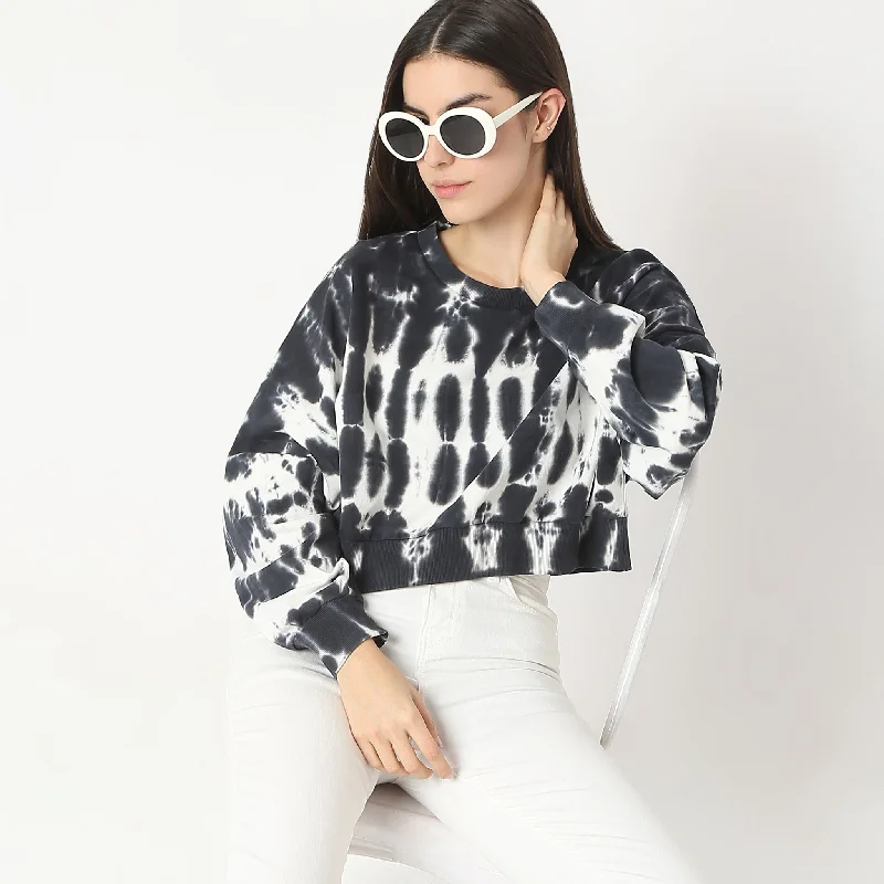 Boxy Fit Tie - Dye Full Sleeve Crop T-Shirt Sharp Women's Italian
