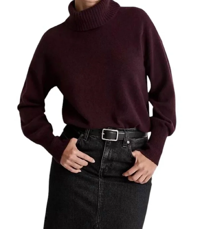 Hilda Turtleneck Sweater In Burgundy Bold Women's Statement