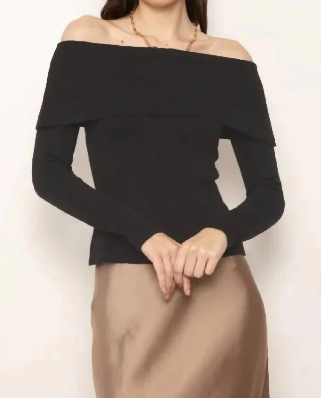 Nova Off Shoulder Sweater In Black British Gentlewoman Style