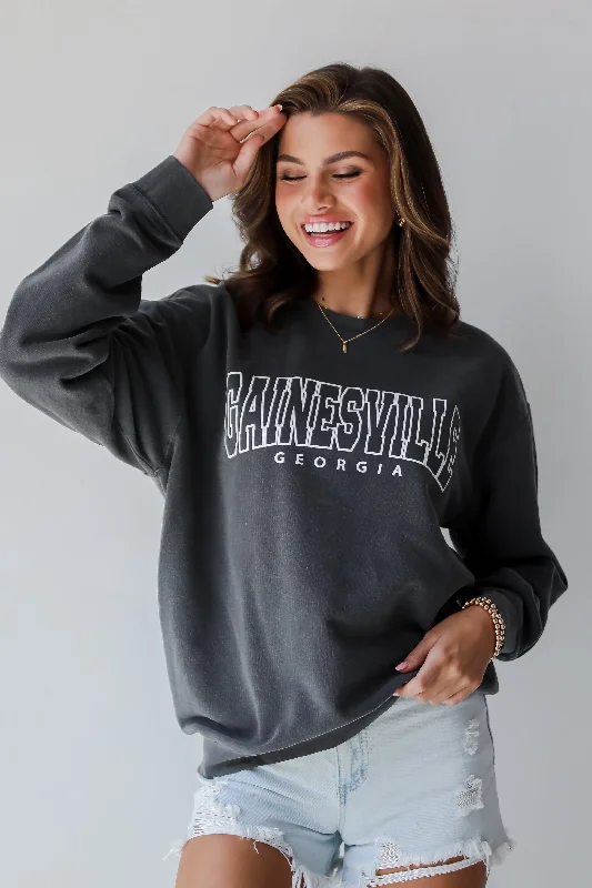 Charcoal Gainesville Georgia Sweatshirt Cozy Women's Sherpa - lined