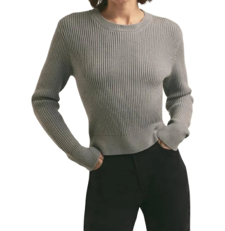 The Katie Sweater In Ultimate Gray/ White Sporty Women's Athleisure 