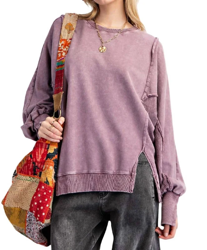 Lace Terry Knit Pullover In Violet Sophisticated Women's 
