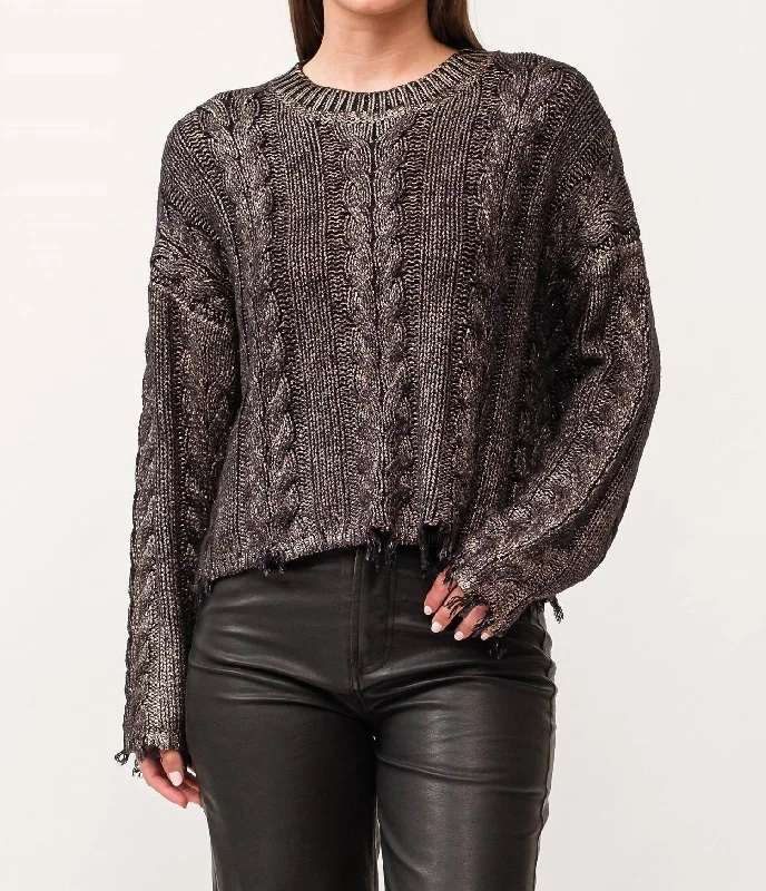 Kris Distressed Sweater In Silver Hip Women's Urban