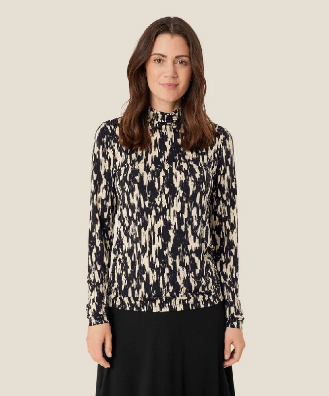 1009825  Brooklyn Jersey Top - Black Relaxed Women's 
