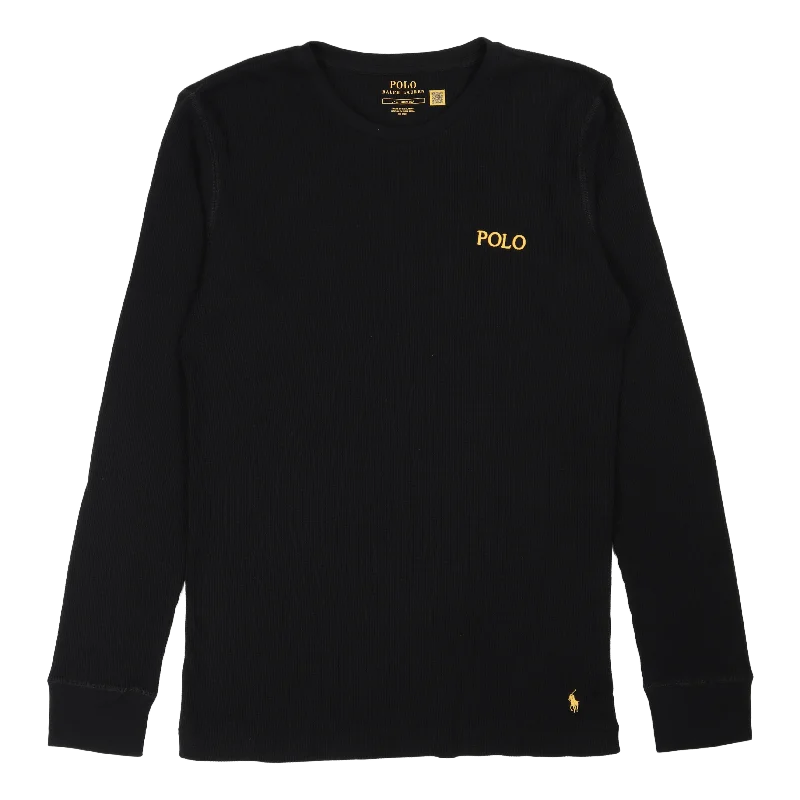 L/s Crew-crew-sleep Top Polo Black Gold Bugle Pp Relaxed Women's Beachy