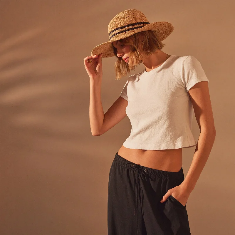 Brushed Jersey Cropped Tee - White Cozy Women's Sherpa - lined