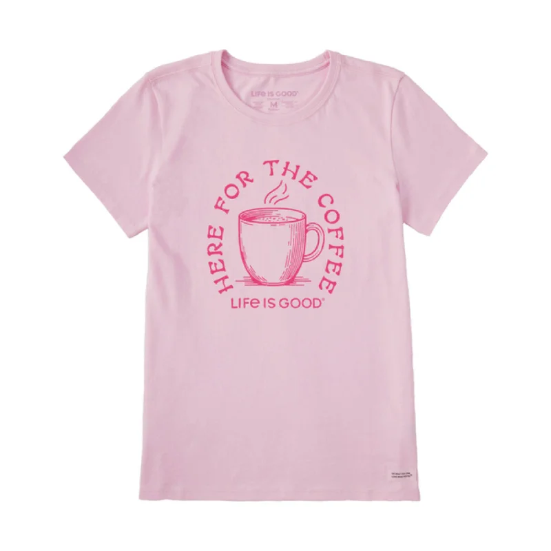 Life Is Good Women's Here For The Coffee Tee - Seashell Pink FINAL SALE Vacation
