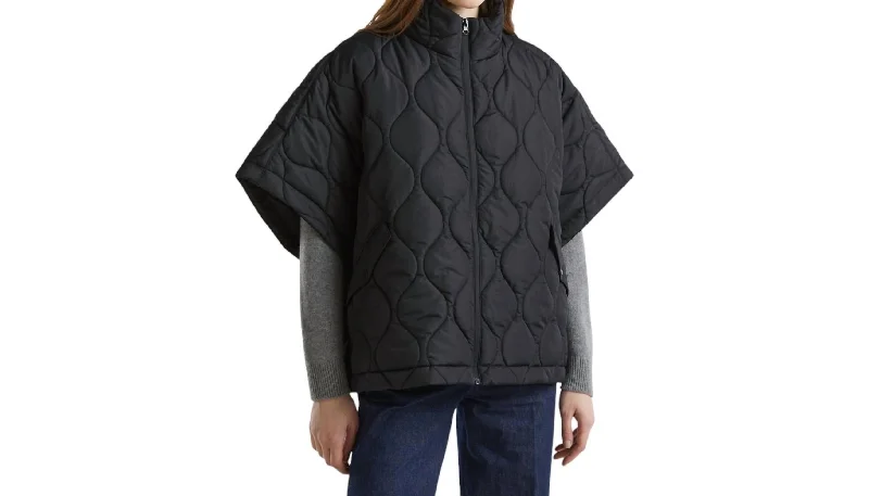 Quilted Poncho In Black Women