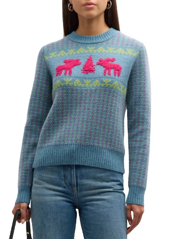 Nordic Cashmere Sweater In Blue Traditional Women's 