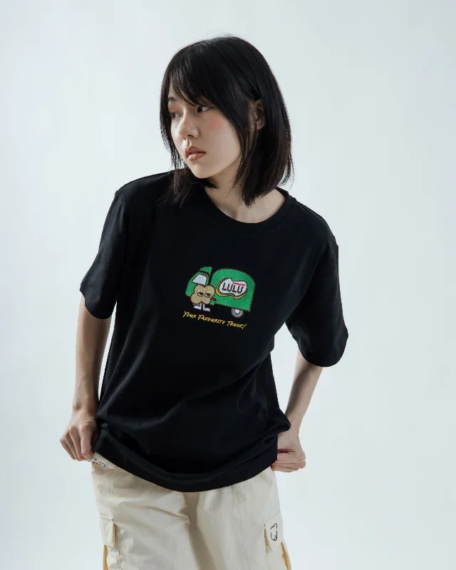 Your Favourite Truck LULU Embroidery Oversize Tee (Black) Bold Women's Animal Print