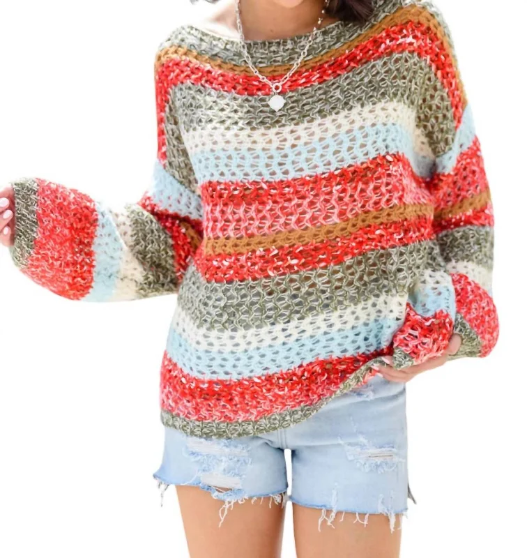 All Cozied Up Sweater In Multi Color Australian Beach