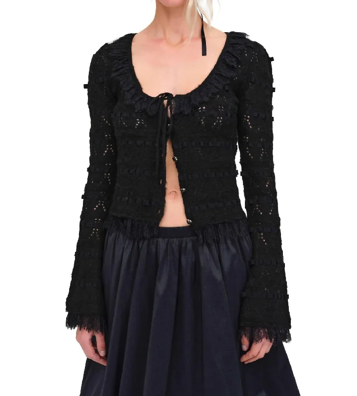 Jayla Cardigan In Black Laid - back Women's Style
