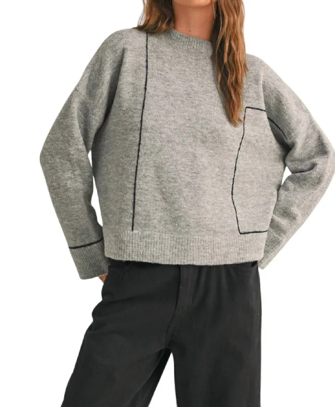 Grid Pattern Sweater In Grey/black Luxurious Women's High -  end