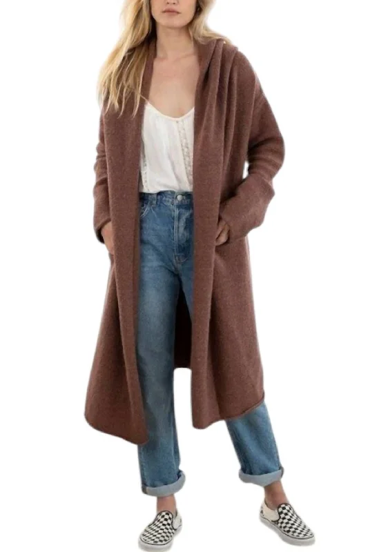 Ultra Cozy Two Pocket Cardigan In Cocoa Athletic Women's 