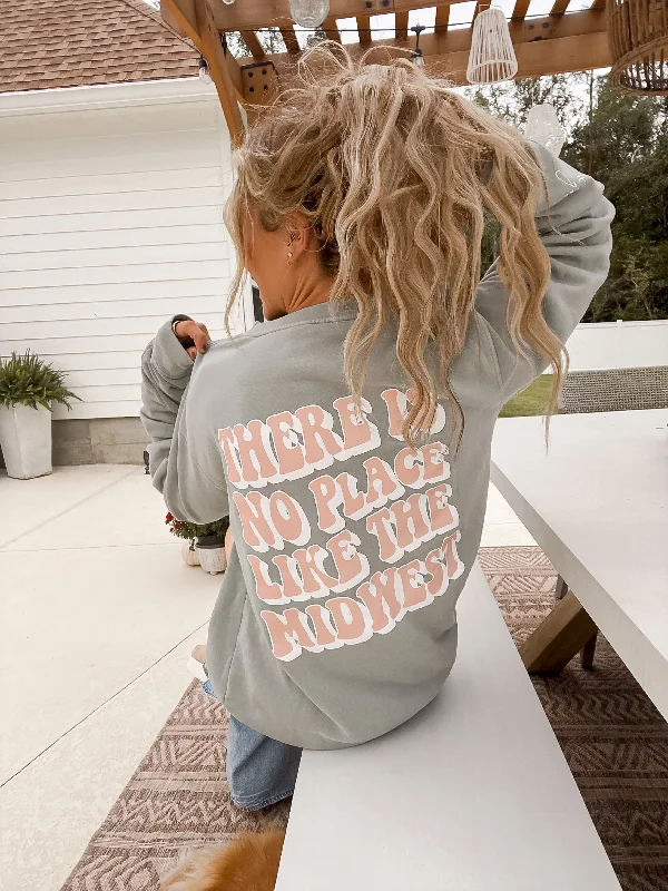 Sage There Is No Place Like The Midwest Sweatshirt Cozy Women's Sherpa - lined