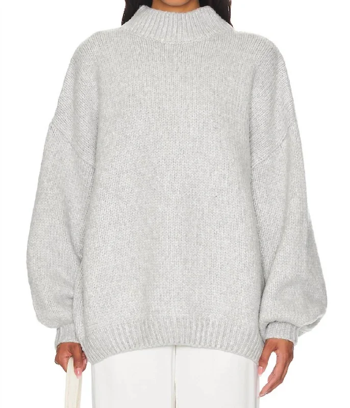 Bellamy Chunky Knit Pullover In Heather Grey Sleek Women's 
