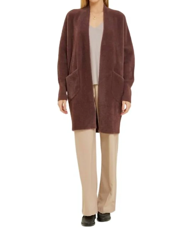 Fuzzy Cardigan In Rasin Cool Women's Skate