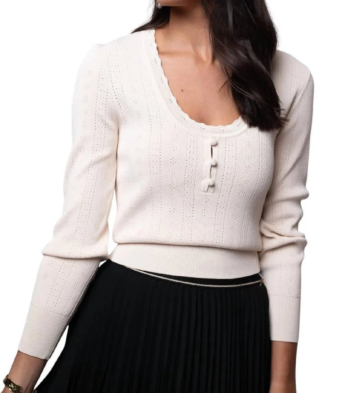 Colin Pointelle Sweater In Ivory European