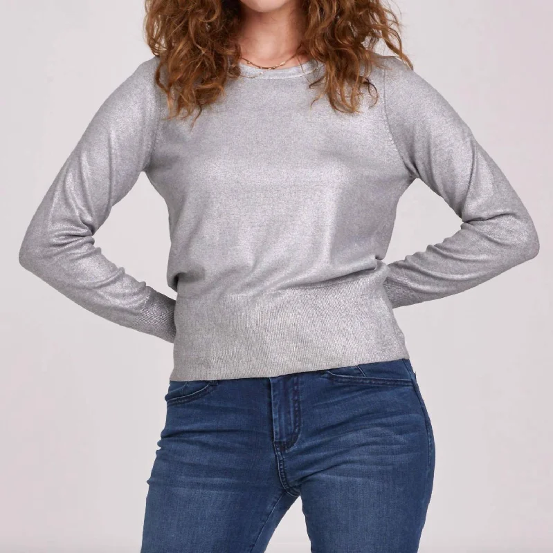 Gretchen Gilded Sweater Top In Silver Foil Hip Women's Urban