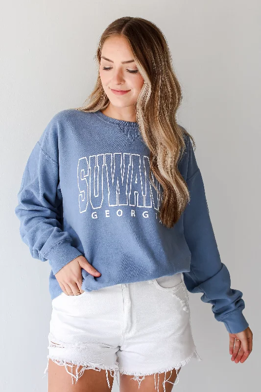 Light Blue Suwanee Georgia Sweatshirt Sleek Women's 
