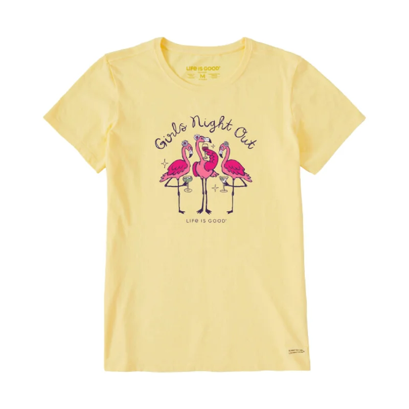 Life Is Good Women's Girls Night Out Flamingo Short Sleeve Tee - Sandy Yellow - ONLINE STORE CREDIT/EXCHANGE ONLY Country