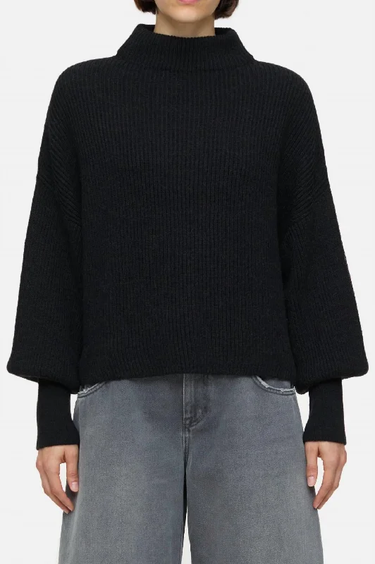 Alpaca Mix Sweater In Black British Gentlewoman Style