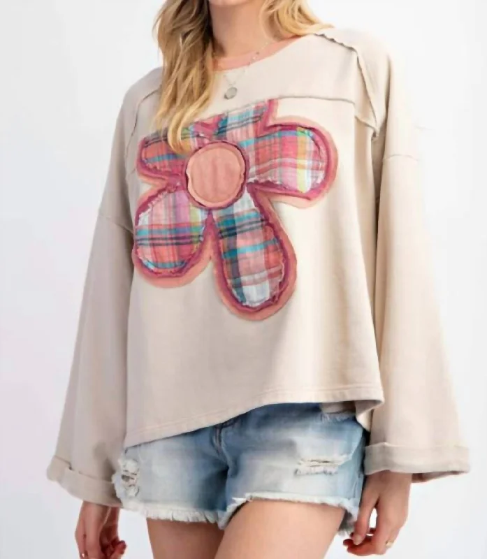 Flower Patch Pullover In Ecru Luxurious Women's High -  end