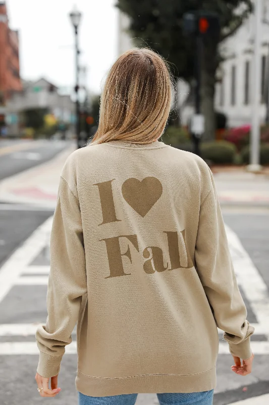 Tan I Love Fall Sweatshirt Unique Women's Upcycled