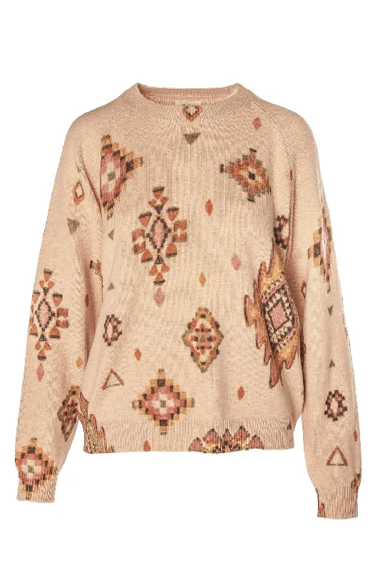 Women's Knit Pullover, Mahalla In Camel Streetwear Style for 