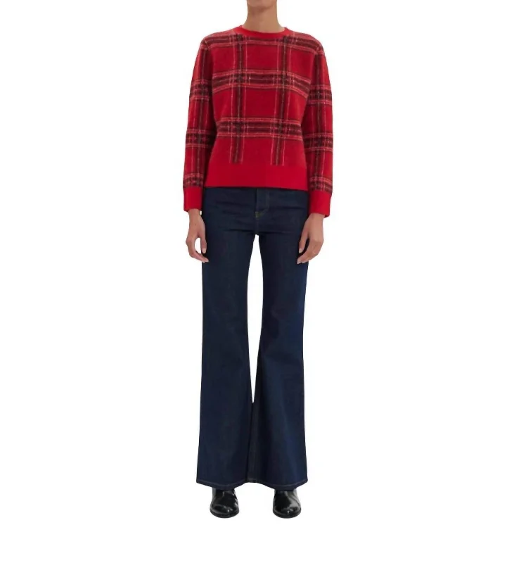 Ulysse Plaid Sweater In Red Elegant Women's 