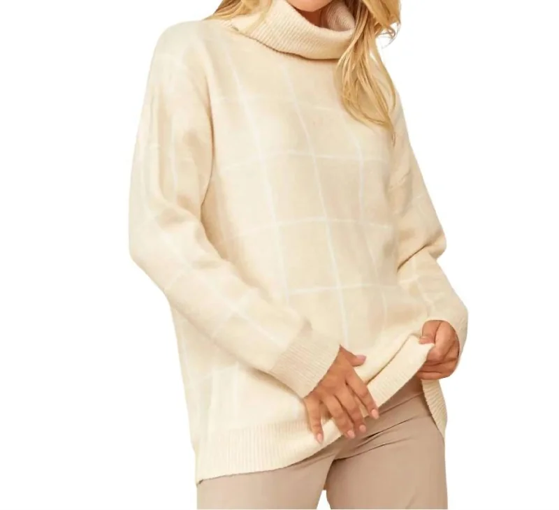 Windowpane Sweater In Cream European