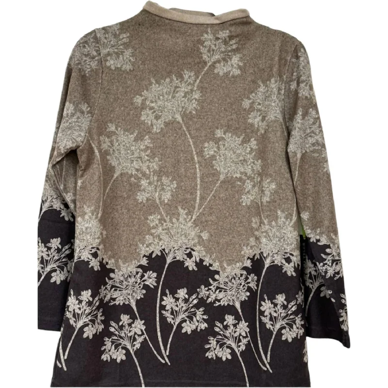 Women's Funnel Neck Ombre Print Sweater In Taupe Dynamic Women's High - energy