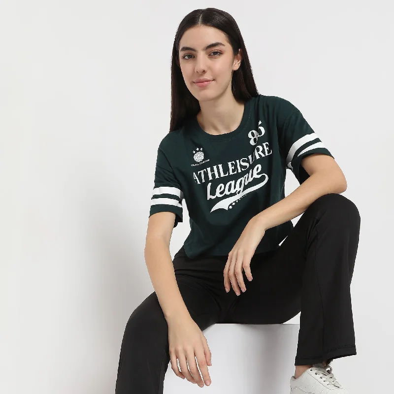 Boxy Fit Graphic Short Sleeve Crop T-Shirt Bohemian Women's Free