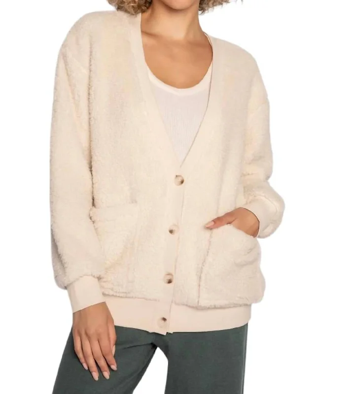 Shearling Cardigan In Oatmeal Vacation