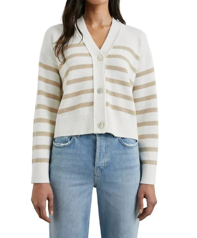 Geneva Cardigan In Sand White French