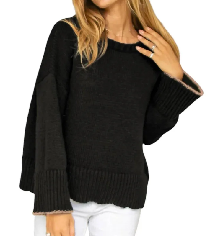 Jules Chunky Sweater In Black Relaxed Women's 