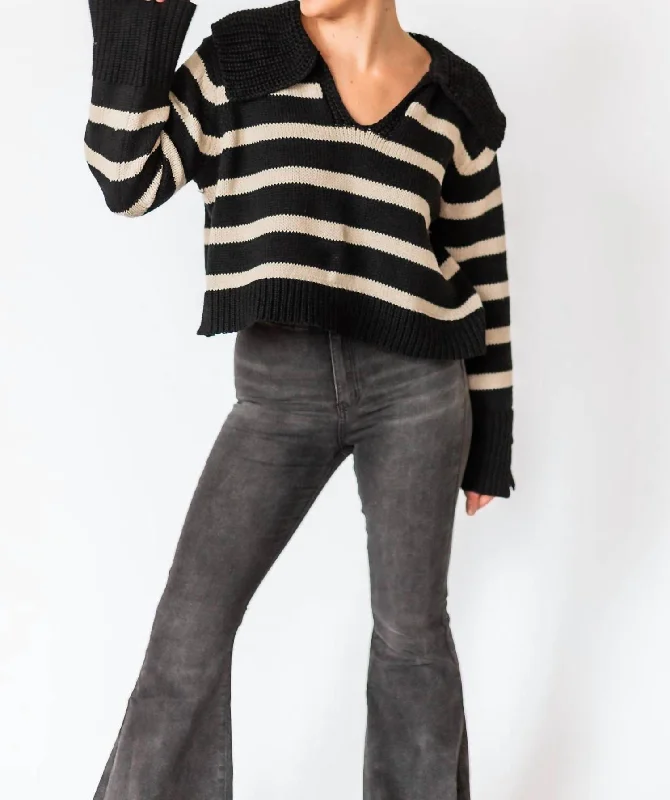 Sylvie Sweater In Black/khaki Hip Women's Urban