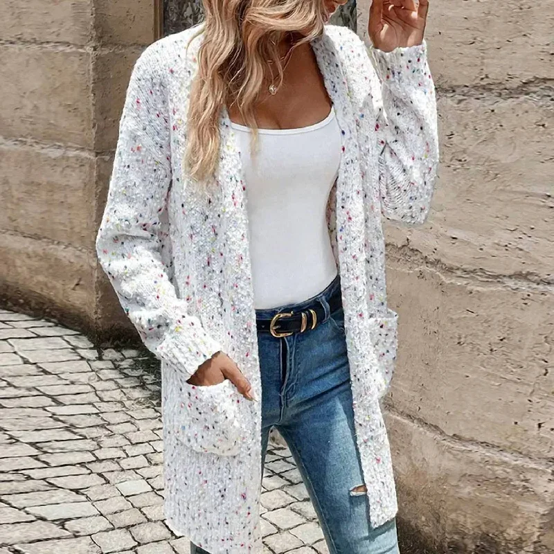 Long Knit Cardigan With Loose Long Sleeve Pockets In Multi Rugged Women's Outdoor 