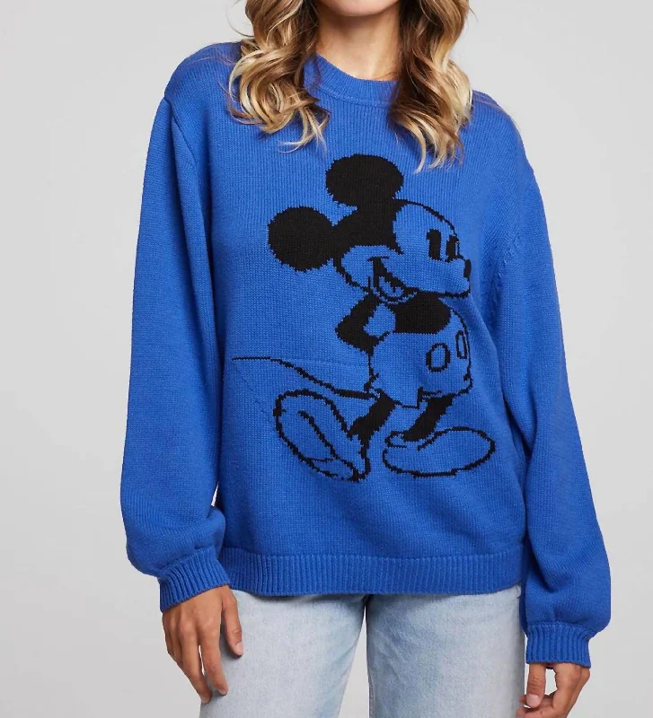 Disney Mickey Mouse Pullover Sweater In Blue Cashmere