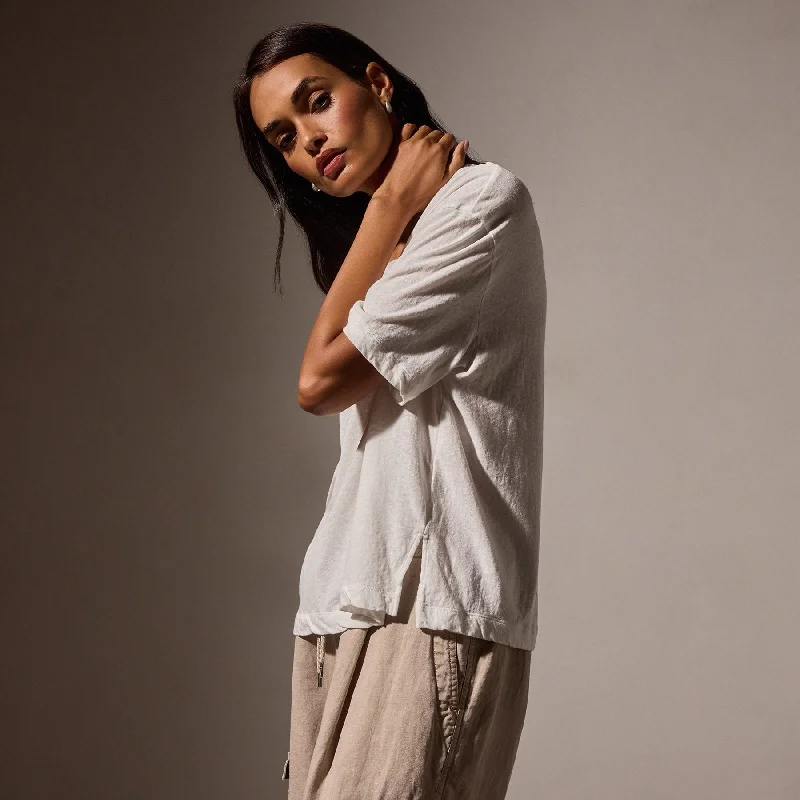 Cotton Jersey Crew Tee - White performance