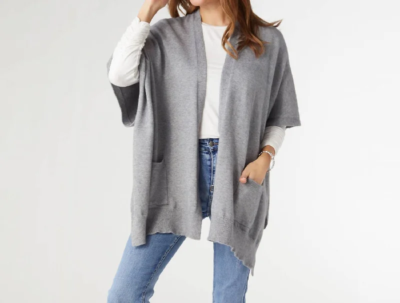 Alani Lightweight Cardigan With Pocket In Heather Grey Refined Women's Hand - crafted