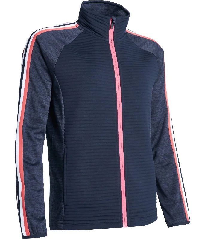 Women Turnberry 3D Stripe Fullzip Cardigan In Navy Trendy Women's Oversized
