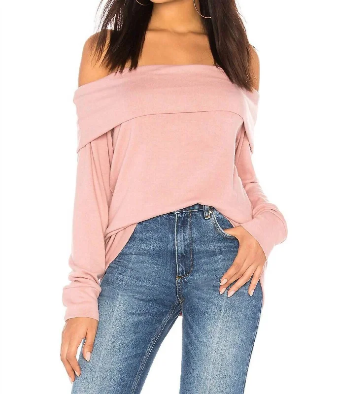 Brooklyn Off The Shoulder Sweater In Pink Minimalist Women's Casual