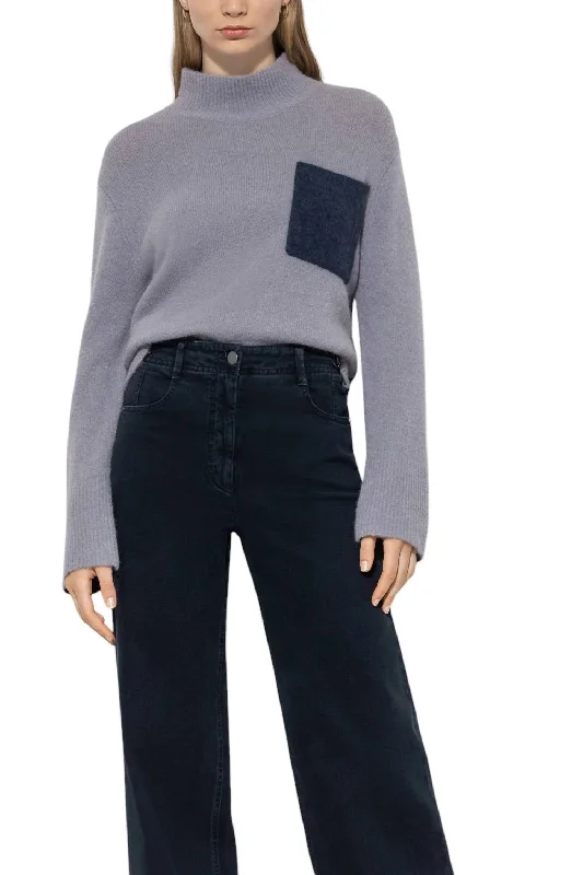 Turtleneck Sweater In Silver Grey Stylish Women's Neon
